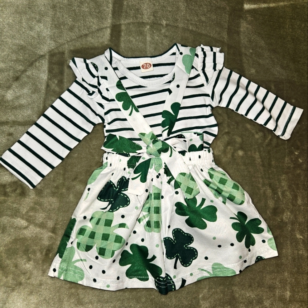 Baby Girl 3 TO 6 months St. Patrick's Day Skirt and Onsie New w/o Tag Clover